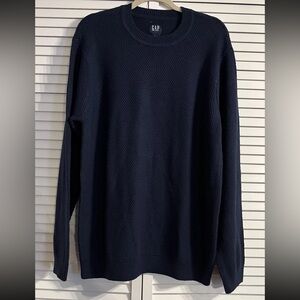 GAP Men's Long Sleeve Seed Stitch Crew Neck Ribbed Cuffs Sweater - Black Iris